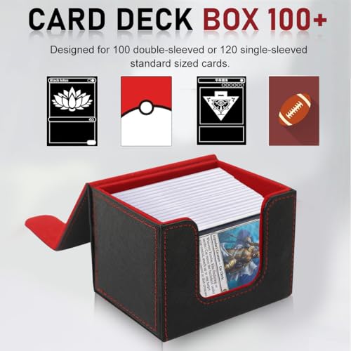 PATPAT Cards Organizer Box PU Hard Shell Storage Box for Casino Cards Game Cards Magnetic Closure Design Card Storage Box Tabletop Game Cards Holder, 104x85x80mm