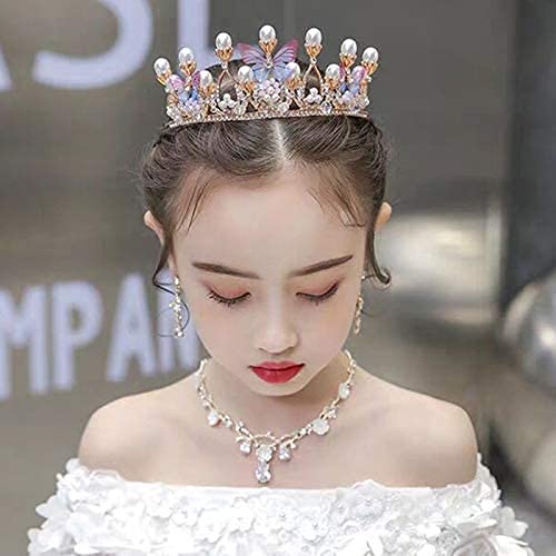 PALAY Crystal Tiara Crown Pearl Princess Costume Crown Headband Flower Pageant Handmade Hair Accessories Cosplay,Birthday,Celebration for Girl Women