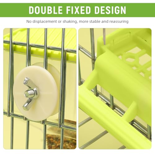 Qpets® Parrot Feeder for Cage Birds No Jam Transparent Food Container with Removable Perch Catch Tray 7.9x8.3x18.5cm Bird Box for Parakeets Cockatiels 2 PCS