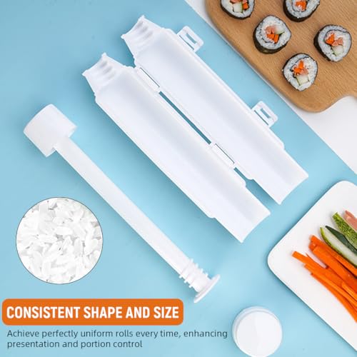 HASTHIP® Sushi Making Kit Sushi Mold for Beginners Durable Rolling Machine Roller Bazooka with Bamboo Mat 2PCS