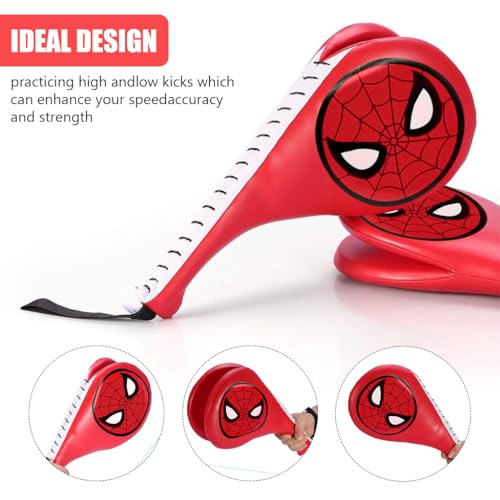Proberos Taekwondo Kick Pads, Spiderman Print Kicking Padfor Kids, Synthetic Leather Double Face Kicking Target Taekwondo Kick Pad, Taekwondo Fan PAD Single for Training & Practice