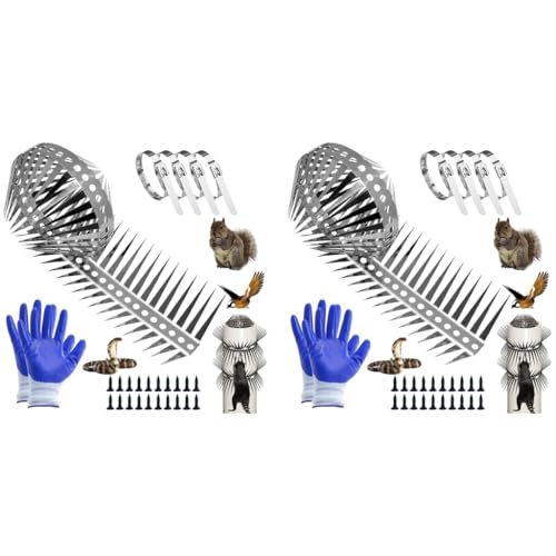 HASTHIP® Outdoor Bird Deterrent Spikes 100CM Collapsible Double Row Stainless Steel Anti-Rat Crawling Repel Birds Rodents Keep Away Pipe Facade Parapet 2PCS