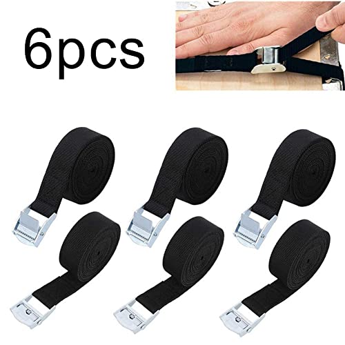 HASTHIP® 6 Pack Tie Down Straps Heavy Duty Lashing Adjustable Cam Buckle with Metal for Motorcycle Cargo Trucks Trailer Luggage 2.5m 3PCS