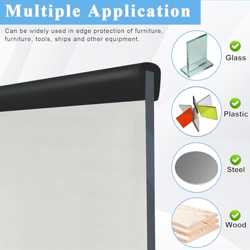 HASTHIP® 2X 16.4ft Rubber Edge Trim, Cuttable EPDM Protective Board Tape with Double-Sided Self-Adhesive, Fits 0.5-2mm Metal Panels, Smooth Finish for Car, Home, Office, DIY, Black Strip
