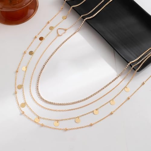 SANNIDHI® Chic Waist Chains for Women Set of 8PCS Slim Golden Body Charm Layered Metal Bikini Beach Wear Adjustable Saree Girls 26.8+9.8 inches