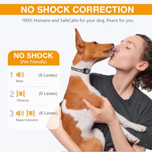 Qpets Dog Training Collar, LCD Display Barking Control Device for Small Medium and Large Dogs No Shock Safe Dog Bark Deterrent Devices with 3 Modes & 6 Adjutable Levels