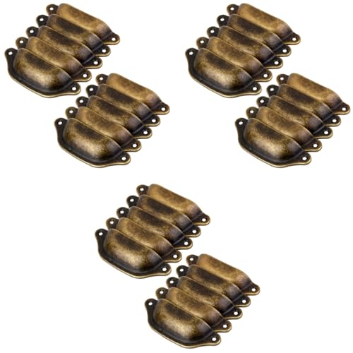 HASTHIP® Generic Imported 30PCS Antique Brass Door Cabinet Knob Wardrobe Drawer Shell Pull Handle for Home Office Drawers