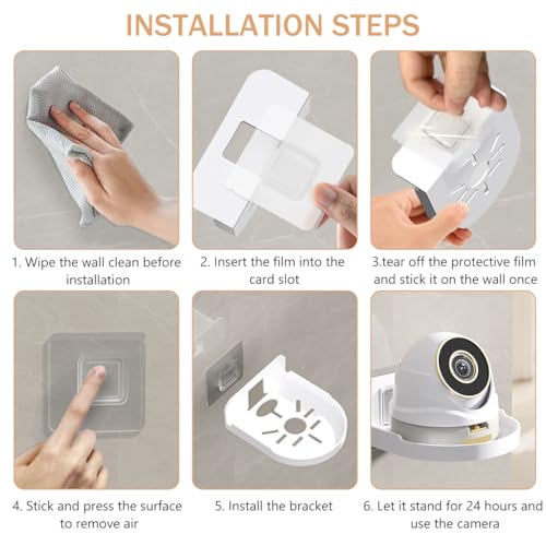 STHIRA® 4Pcs Wall Mount Shelf for Security Camera, Wireless Cameras & Baby Monitors, No Drill Self Adhesive Acrylic Holder, Hollow Design for Cable Management, 12x9.5x3.5cm