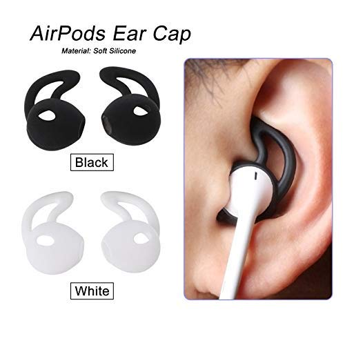 Verilux 6pcs Cover Case Set for AirPods with Silicone Protective Cover & Receiving Box & Anti Lost Strap & Ear Cover Hooks Airpods Accessories Kits Black