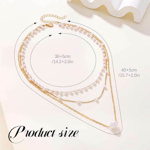 SANNIDHI® Pearl Necklace for Women 1Pcs Gold Layered Pearls Choker Necklaces Jewelry Set for Woman Gifts