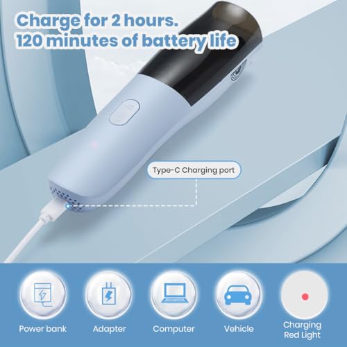 HANNEA® IPX7 Waterproof Baby Hair Trimmer Vacuum Quiet 2 Speeds with 24-Teeth Ceramic Blade Adjustable Trimming Guides 3-6mm 9-12mm Rechargeable Easy Clean for Newborns and Toddlers 3 PCS