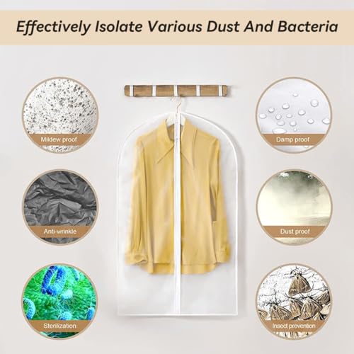 HASTHIP® 5 Pack Clear Garment Bags Clothes Covers Protecting Dust for Storage Plastic 55 Inch Hanging Dress Bag Gowns Long with Full Zipper Suit Closet 2PCS