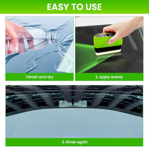 STHIRA® Car Oil Film Cleaning Brush with Integrated Cleaner Glass Remover Sponge Windshield Scrubber Improves Wiper Performance 3PCS
