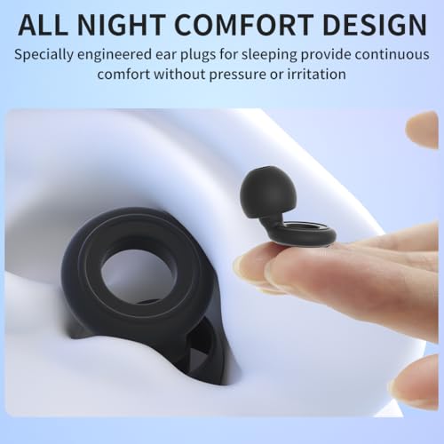 ZIBUYU® Noise Cancelling Ear Plugs for Sleeping Soft Silicone Reusable with Storage Case Black Set Includes Extra Tips 3PCS