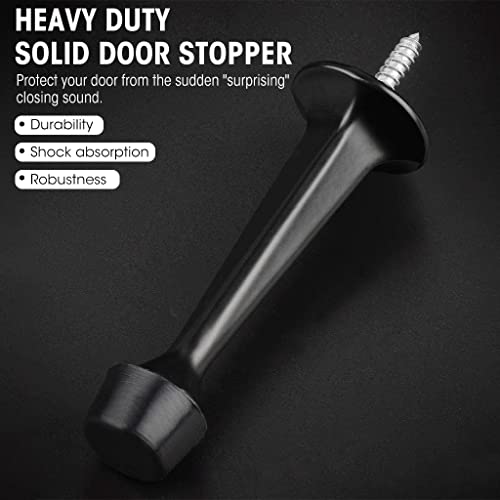 HASTHIP 4pcs Heavy Duty Solid Rigid Door Stop w/Rubber Tip, Wall Mount Door Stoppers for Bottom of Door