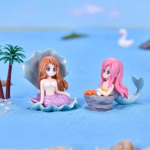 ZIBUYU® 3pcs Mini Mermaid Miniature Ornaments -2 inch Fish Tank Ornament Mermaid Miniature Doll House Decor Planter Ornament Desk Decor Cake Toppers