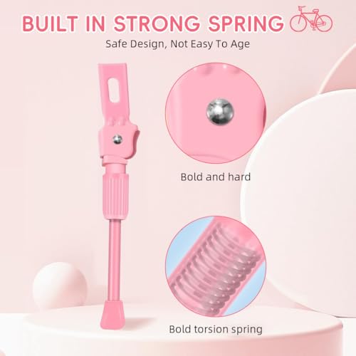 Proberos® Kids Bicycle Kickstand for 20'' Wheel Metal Anti-Slip Spring Loaded Reinforced 10.43 inches Replacement Bike Modification Accessory Pink 2 PCS