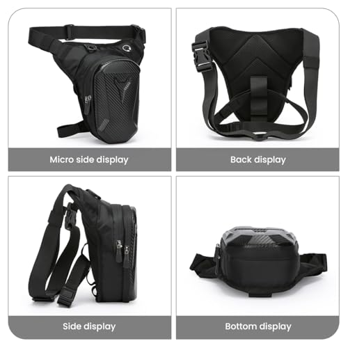STHIRA® Motorcycle Waist Drop Leg Bag Waterproof Hard Shell Storage Double Layer Zippered Waist 3PCS