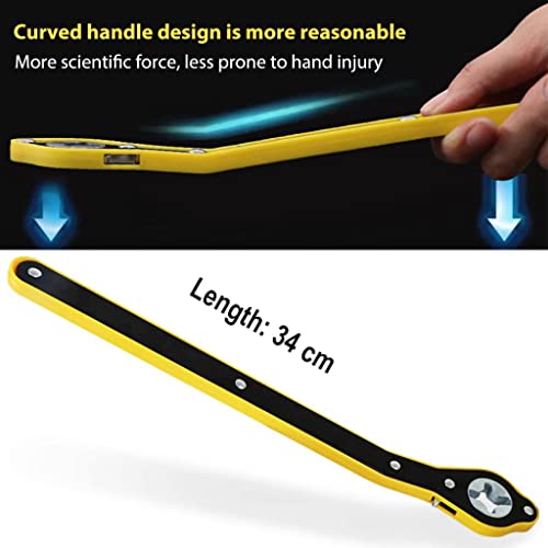 STHIRA® Car Labor Saving Jack Wrench for Scissor Jack Long Handle High Torque Ratchet with 360 Swivel Head Positive and Reversal Knob Design Compatible with Cars SUVs Vans 2PCS
