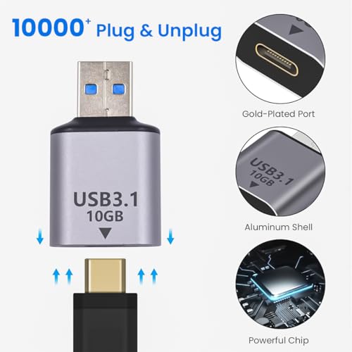 Verilux® USB C to USB Adapter Type 3.1 10Gbps Speedy Data Transfer 20W Fast Charging Compatible with MagSafe Charger iMac MacBook Pro Laptops PC Computers and More 2 PCS