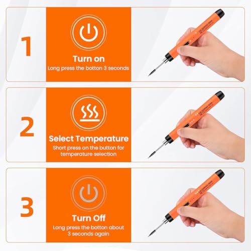 Serplex® Cordless Electric Soldering Iron Pen Kit with Adjustable Temperatures Quick Heat-Up Includes Stand USB Cable Storage Case for Precision Electronics Home Repair Work 3PCS