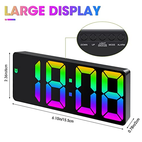 HASTHIP Digital Alarm Clock For Kids, Colorful Alarm Clock With Temperature, Date Displaying, Brightness Adjustment, Usb Charging, Led Color Screen Alarm Clock For Bedroom, Living Room (A), Digital