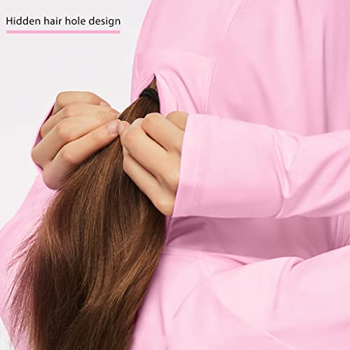PALAY Summer Jacket for Women, UPF 50+ Sun Protection Hoodie Jacket with Face Cover, Fashion Long Sleeve Zip Up Lightweight Cooling Shirt for Outdoor Riding, Hiking, Travel - Pink