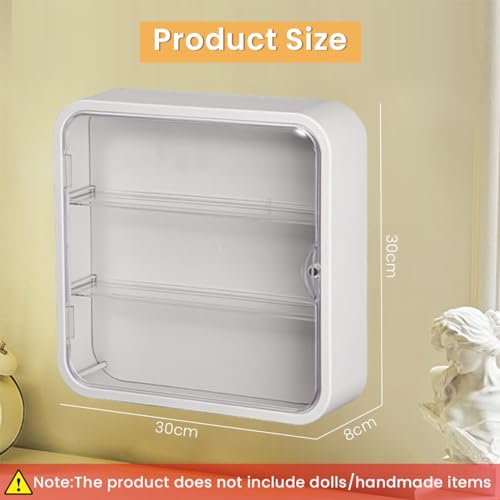 HASTHIP Clear Display Case for Figures, Wall-Mounted Doll Storage Box, Adjustable Display Stand Clear Acrylic Display Box with Door, Dust and Moisture Proof Three-Tier Clear Acrylic Displaying Rack