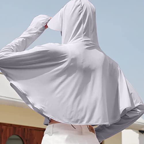 PALAY Sun Protection Jacket for Women, UPF 50+ Hoodie Jacket with Face Cover, Stylish Summer Long Sleeve Zip Up Cooling Shirt for Outdoor Riding, Hiking - Grey