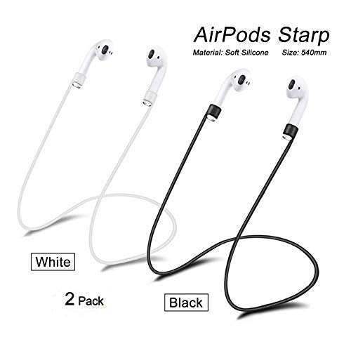 Verilux 6pcs Cover Case Set for AirPods with Silicone Protective Cover & Receiving Box & Anti Lost Strap & Ear Cover Hooks Airpods Accessories Kits Black