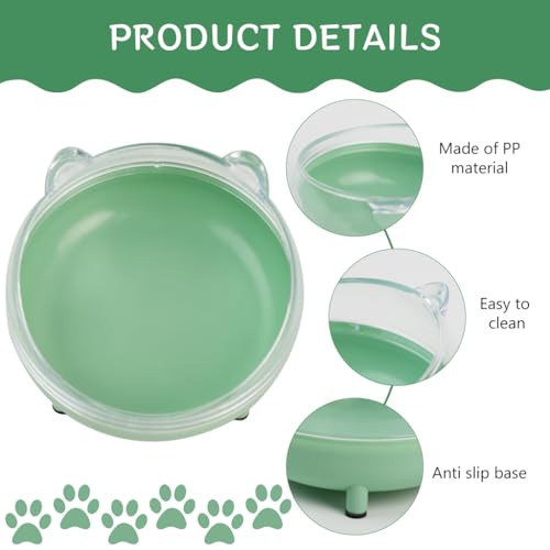 Qpets Cat Bowl, Cat Accessories Round Tilted Cat Food Bowls, Elevated Cat Bowl Dog Food Bowl with Holder for Cats Dogs - Diameter 13CM & Tilted Stand 10 Degree (Green)