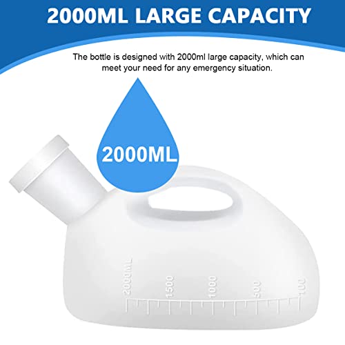 HANNEA® Urine Collector for Men, 2000ml Mens Urine Collector for Bed, Urinals Urine Pot for Men with 5.2ft Tube, Reusable Spill Proof Outdoor Emergency Pee Bottle for Kids Adult Car Travel Camping 3 PCS