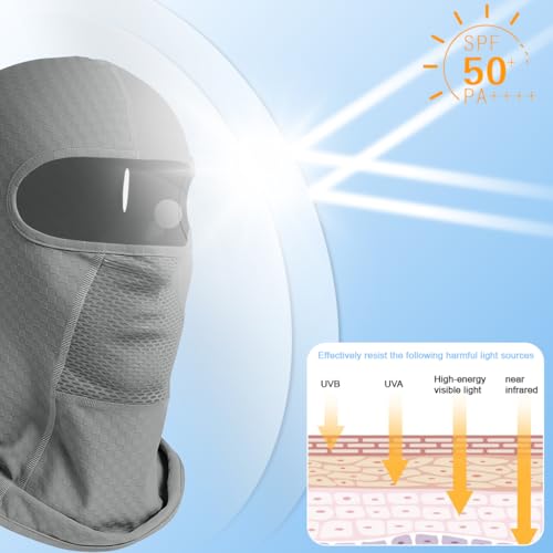 Proberos® Balaclava Face Mask Sun UV Protection Breathable Full Head for Men Women Skiing Cycling Grey 2PCS