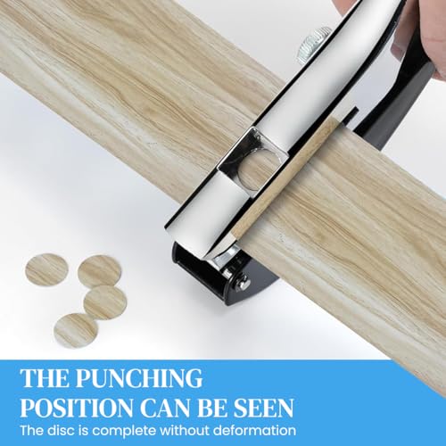 Serplex® Manual Hole Punch Kit Heavy Duty Spring Loaded 10mm Size Maximum Thickness 1.2mm Punching Tool for Wooden Edge Bands Plastic Sheets Paper with Drill and Stop Collar 3 PCS