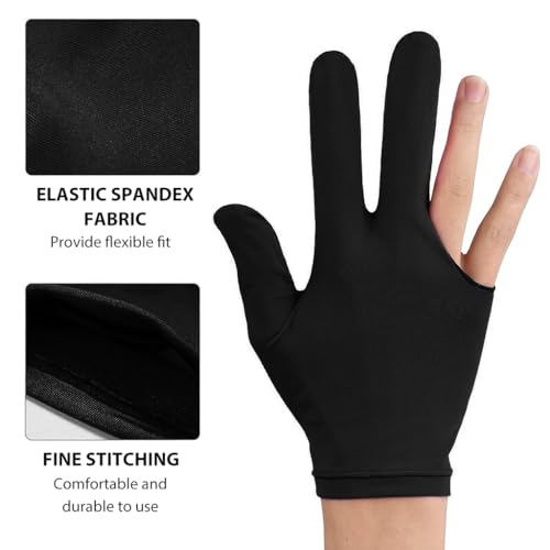 Proberos® 15PCS Snooker Gloves for Men Women Breathable Spandex 3 Finger Billiard Left Right Hand Universal Size Durable Comfortable Precision Cue Grip Ideal Matches