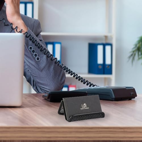 OFIFO 2 Pack Business Card Holder, Black Metal Mesh Display Stand for Desk, Sturdy Organizer Holds 50 Business Cards, Compact & Durable Office Accessory, Doubles as Phone Stand