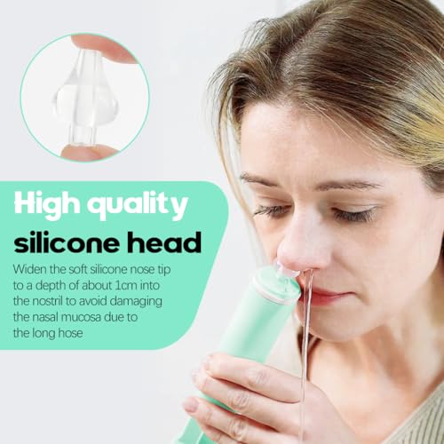 HANNEA® 60ml Nasal Rinser Portable Adult Nose Syringe Cleaner Soft Silicone Nozzle Design Manual Aspirator with Personal Case Green 2PCS