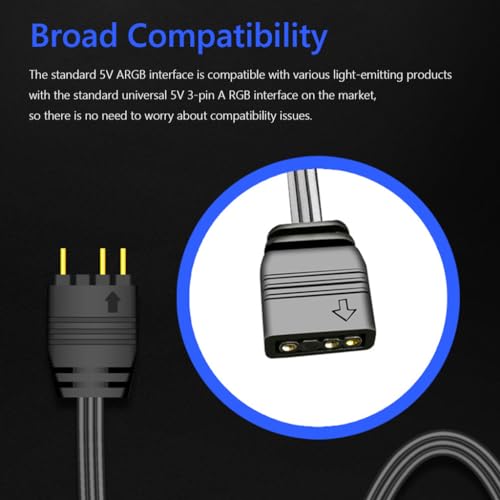 ZORBES® ARGB Controller 5V 3Pin RGB for PC Built-in Light Modes SATA Power Supply Stripe Remote Modification Fans Light Strips 3PCS