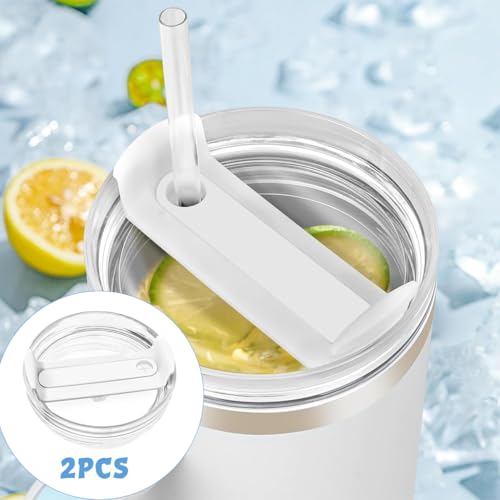 HASTHIP® 2 Pack 40 OZ Tumbler Lid Replacement Fit for Stanley Cup, Fashion Leaking Proof Stanley Cup Lids Spill Proof Tumbler Covers Fit Tumbler Lids with Straw Hole (Clear) 3 PCS