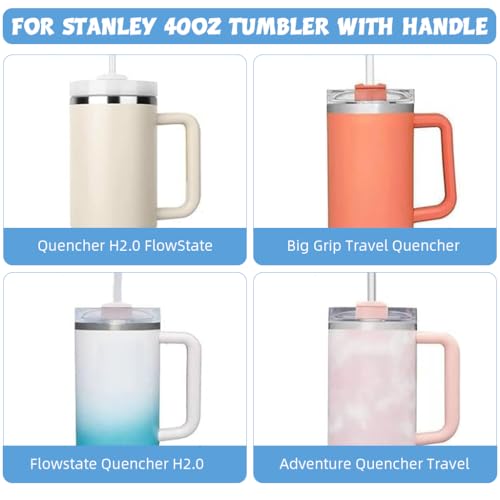 HASTHIP® 2 Pack 40 OZ Tumbler Lid Replacement Fit for Stanley Cup, Fashion Leaking Proof Stanley Cup Lids Spill Proof Tumbler Covers Fit Tumbler Lids with Straw Hole (Clear) 3 PCS