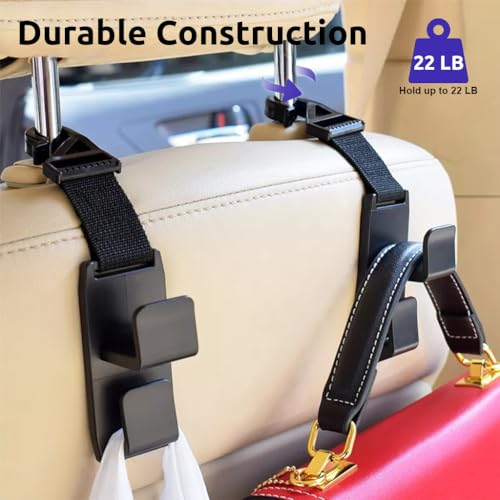 STHIRA® 12PCS Car Headrest Hooks for Backseat Hanging Heavy-Duty Up to 17.6lbs Capacity Easy Install Durable Organizer Perfect Bags Storage Water Bottles More
