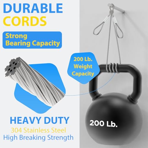 HASTHIP® 10PCS 3.3ft Hanging Pot Wire Rope for Plants Flower 2mm Dia Utility Loop-ended Steel Ropes for Lights Decorations Paintings Multipurpose Hangers Indoor Outdoor
