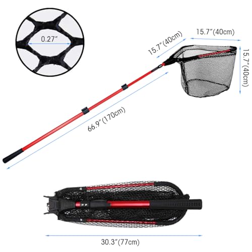 Proberos® Retractable Portable Aluminum Alloy Folding Triangle Wide Landing Telescopic Catcher Suitable for Fish Under 5 KG 2.1M 2 PCS