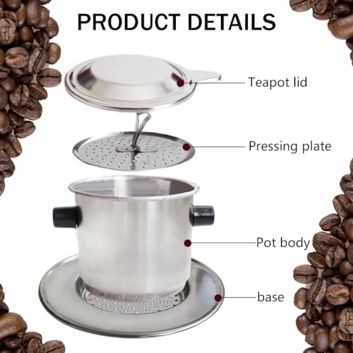 Supvox Coffee Maker Stainless Steel Coffee Filter 8oz Pour Over Coffee Maker