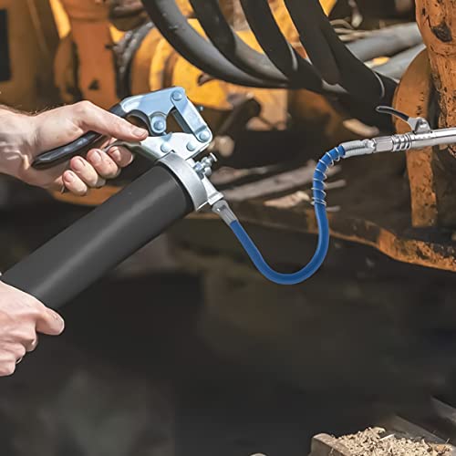 STHIRA® Grease Gun Coupler Strong Lock Release with 12 Inch Spring Flex Hose 12000 PSI Quick Metal Couplers Compatible All Guns 1/8 Inch NPT Fitting 2PCS