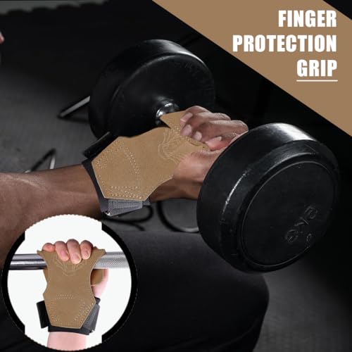 Proberos Workout Palm Guards Fitness Gloves Fingerless Palm Pad Anti-slip Hand Grips 3-Hole Palm Guards for Weightlifting, Dumbell Training, Prevent Blisters, Calluses