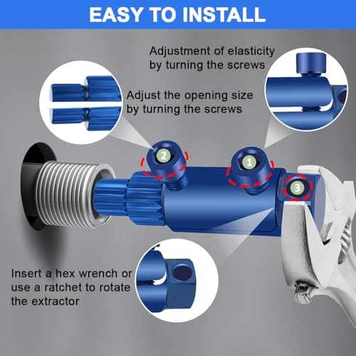 Serplex® Faucet Angle Valve Broken Wire Extractor Adjustable Universal Screw Tool Bolt Remover for 1/2 in and 1 in Stripped Thread Stainless Steel Made 3PCS
