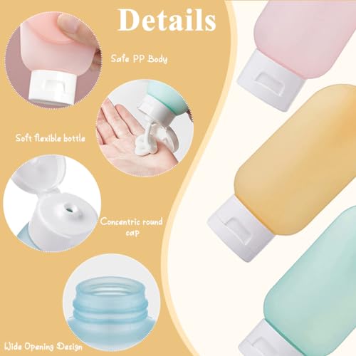 MAYCREATE® Travel Bottles for Toiletries 3pcs Set, 60ml Travel Toiletry Bottles, Small Bottles for Travel, Refillable Leakproof Squeeze Bottles Travel Containers with Lids for Shampoo Lotion, BPA-Free 9 PCS