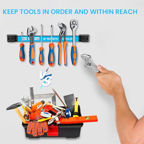 Serplex 18 Inches Magnetic Tool Holder Strong Magnetic Tool Organizer Bar Heavy Duty Multi Tool Holder Wall Mount Screw Fixed Magnetic Tool Holder