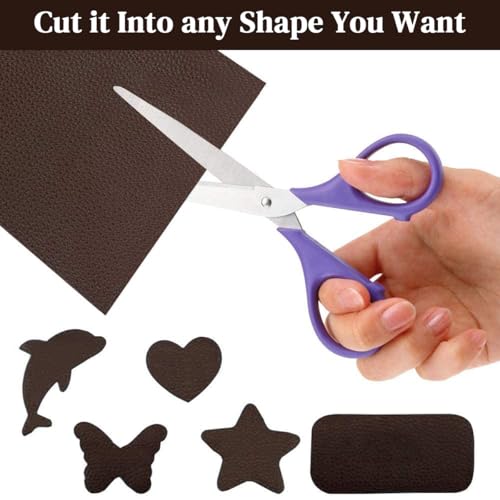 STHIRA® 15PCS Self-Adhesive Leather Patches for Car Seats Durable Interior Sticker Waterproof Synthetic Sheet for Sofa Chair Couches Handbags Furniture 30x20cm Brown